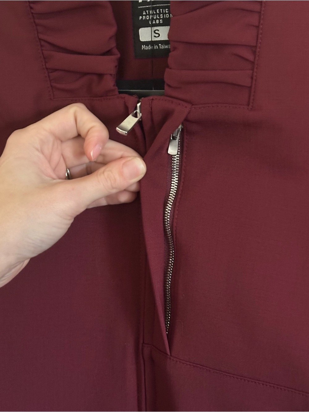APL Women's Burgundy Ruffled Collar Bomber Jacket - Picture 5 of 8